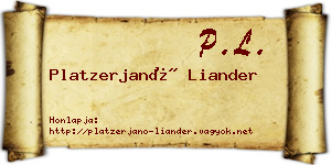 Platzerjanó Liander névjegykártya